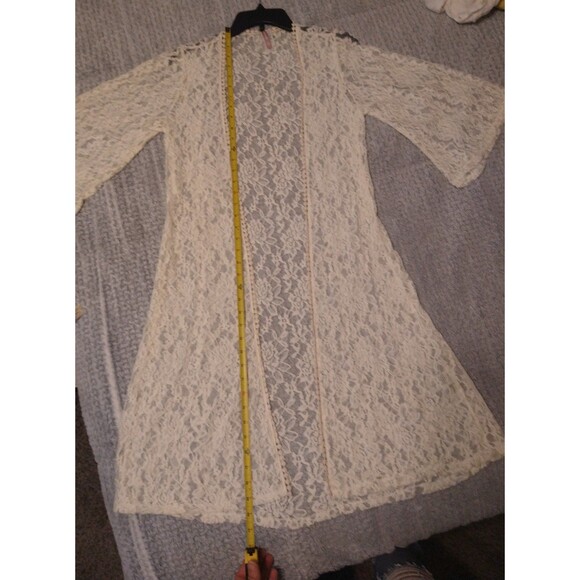 Mauve Anthropologie lace open flared  cardigan  Sm Boho Cottagecore Feminine Y2k - Picture 8 of 10